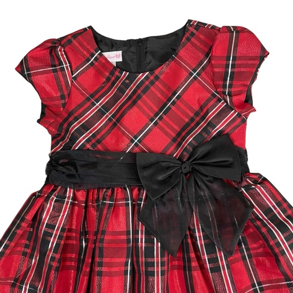 Bonnie Jean Red Black Plaid Holiday Dress Sz 5 - Picture 6 of 11